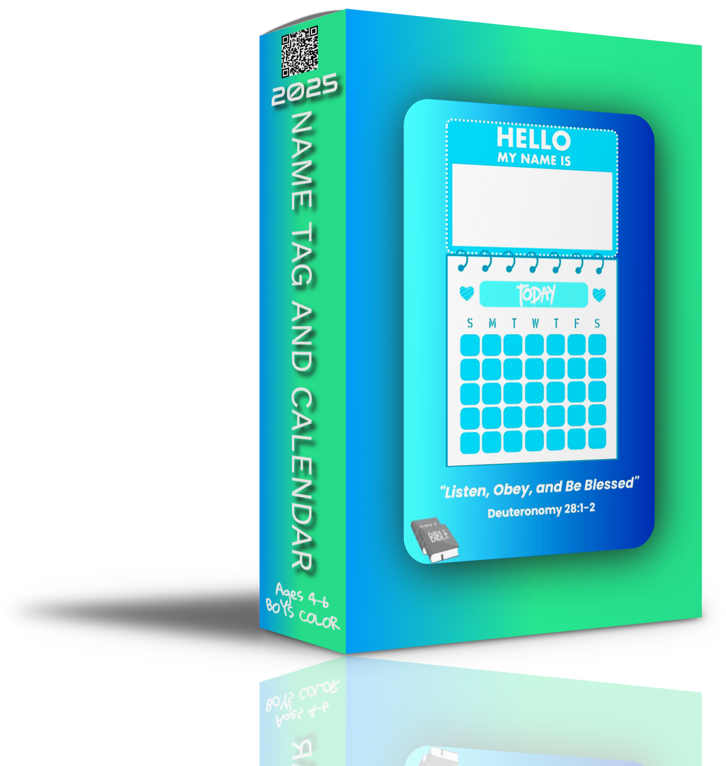 Colorful Interactive Name Tag and Calendar for JW Kids with checkboxes and vibrant design, ideal for meetings and family worship.