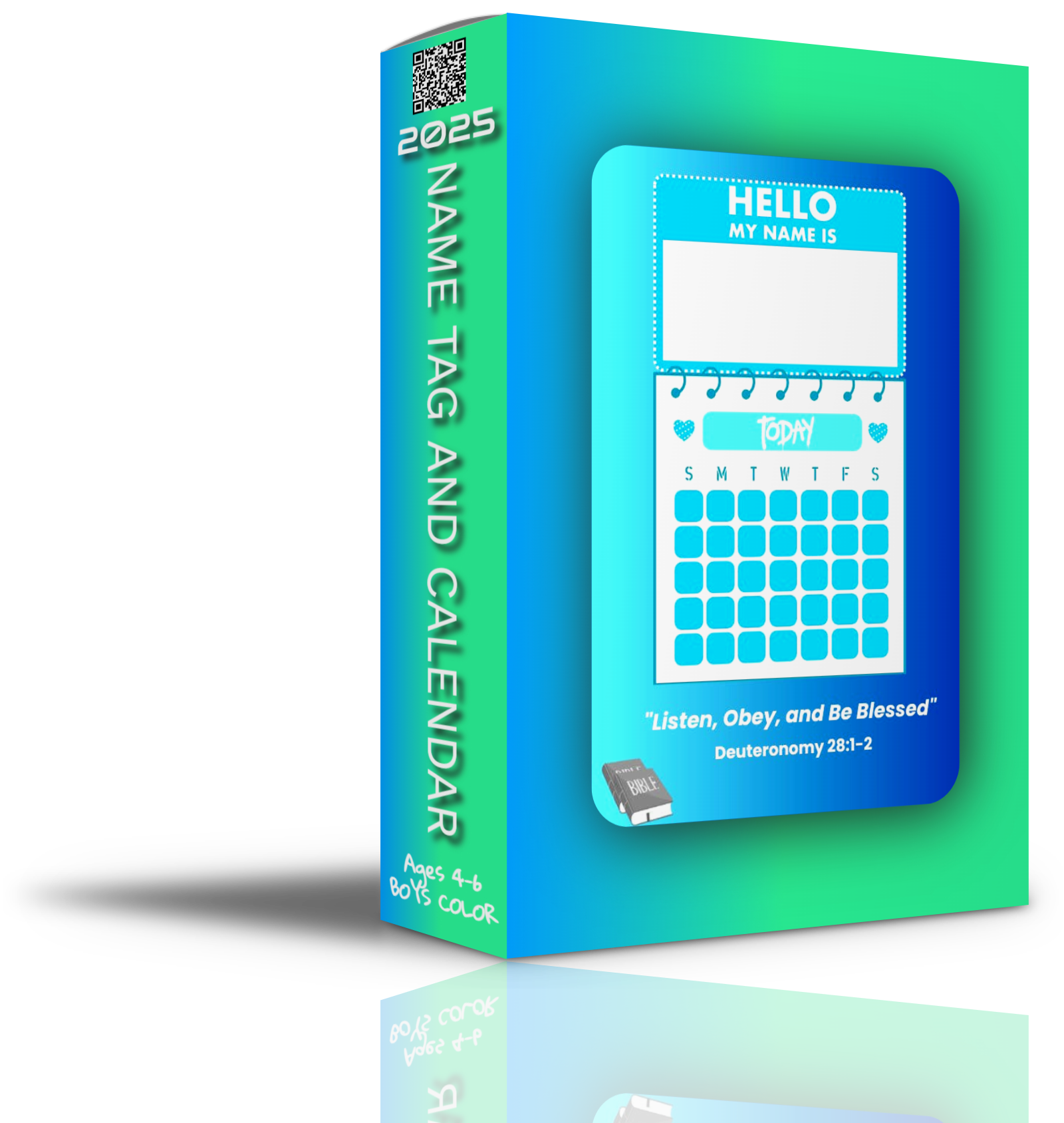 Colorful Interactive Name Tag and Calendar for JW Kids with checkboxes and vibrant design, ideal for meetings and family worship.